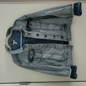 Euc Matilda Jane polka dot denim jacket sz large